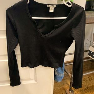 Ribbed Black Crop Top